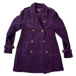 VINTAGE LL BEAN PURPLE CORDUROY TRENCH JACKET WOMENS SMALL
